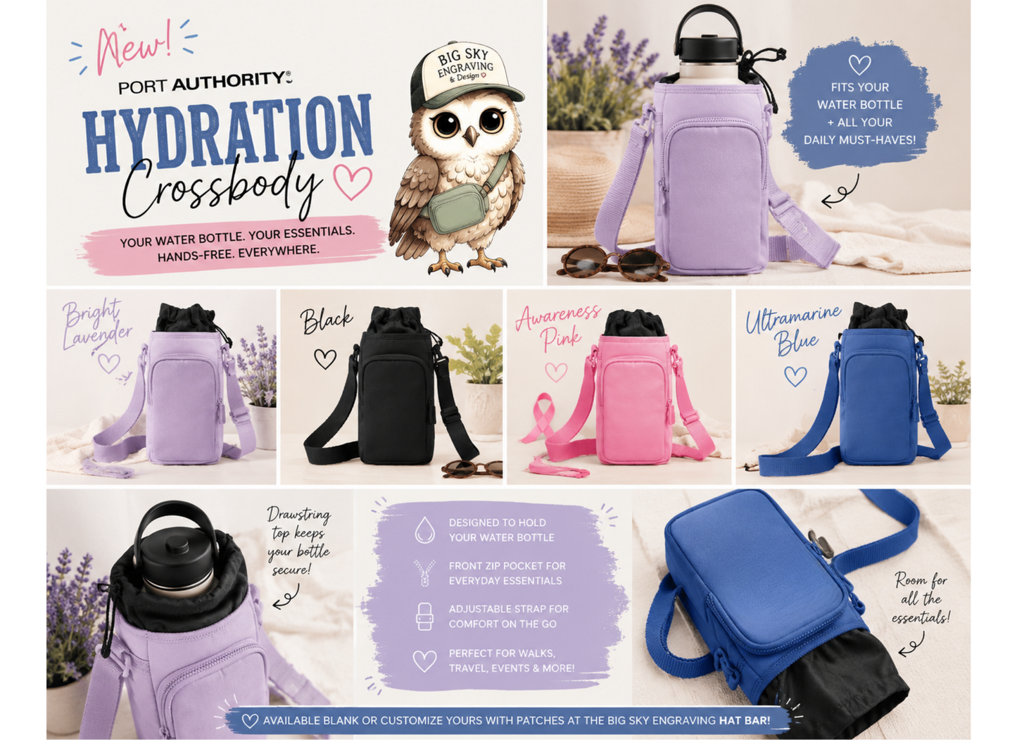 Port Authority® Matte Oxford Hydration Crossbody Bag