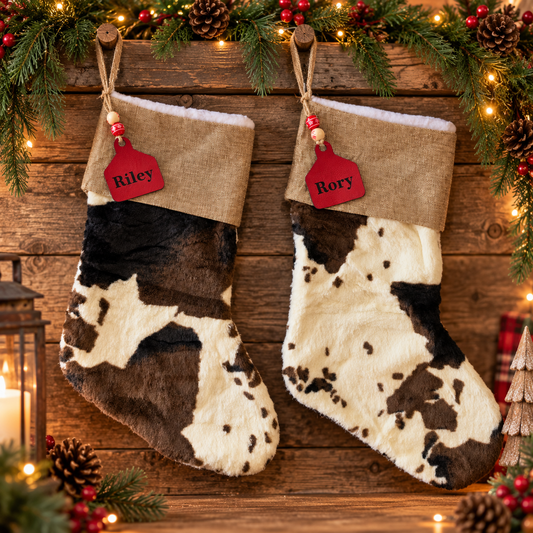 Personalized Cow Print Stocking
